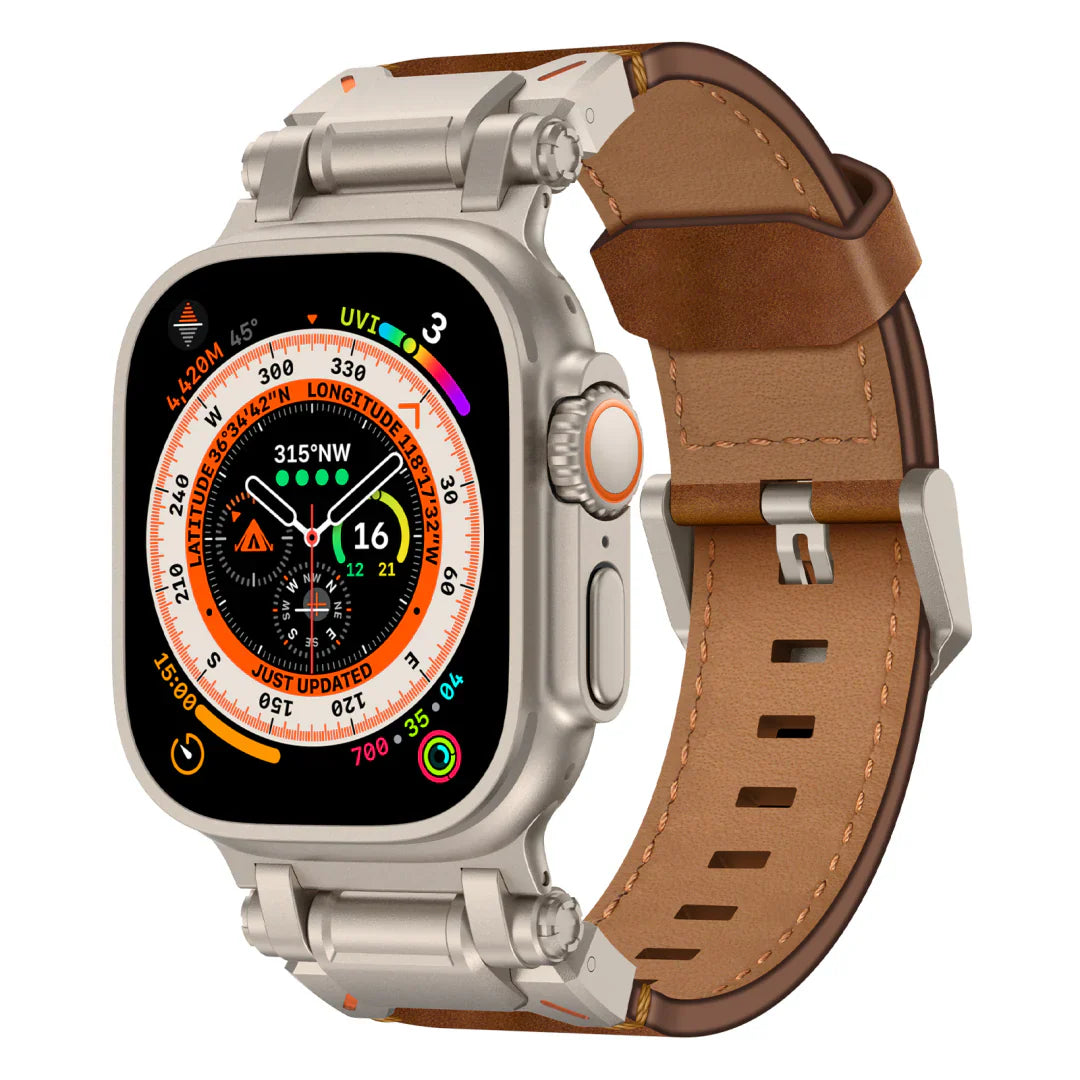 Nowy skórzany pasek z głowicą z tytanu do Apple Watch