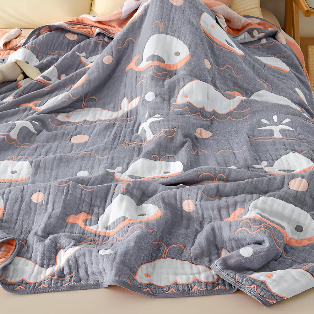 Couverture en coton baleine Ocean Dreams