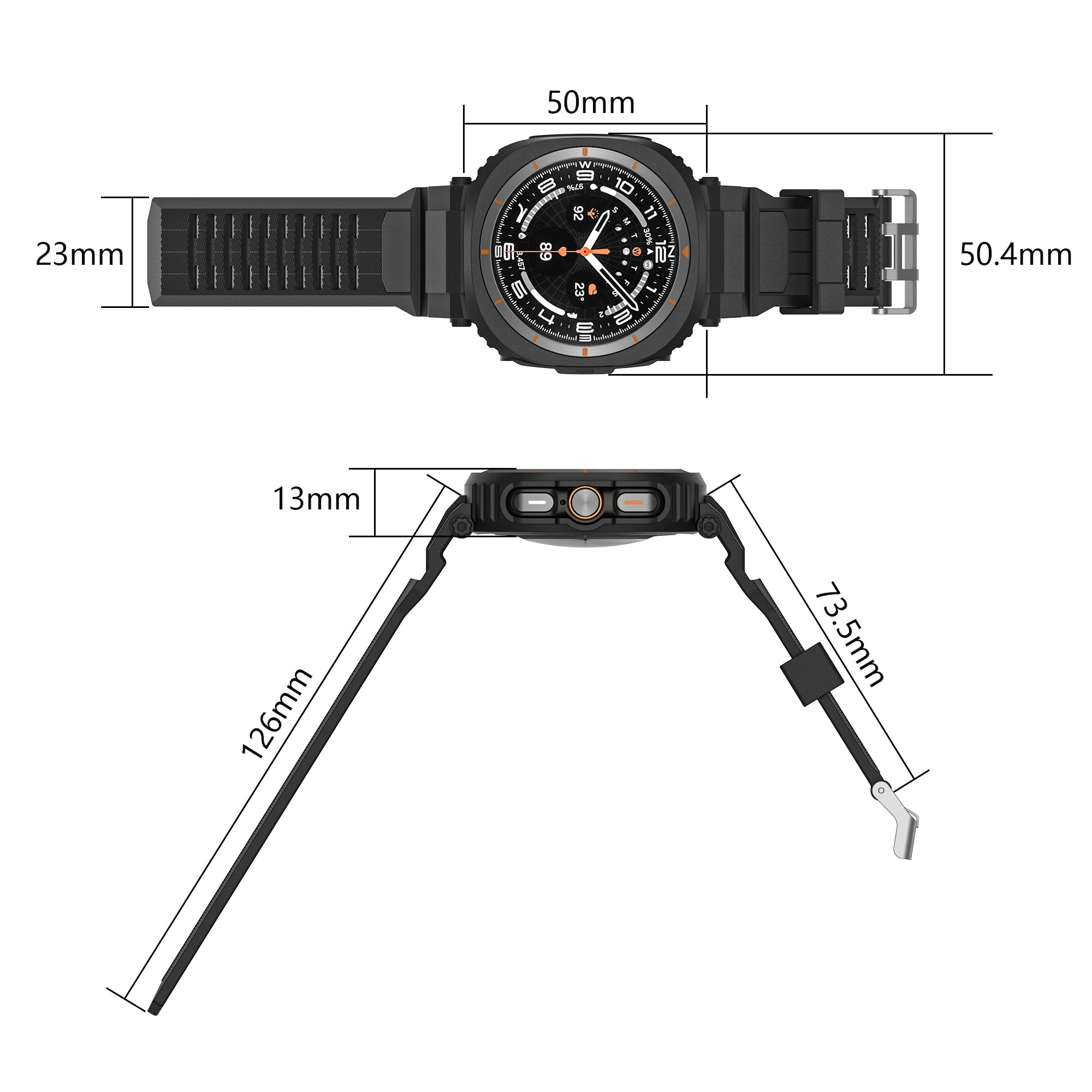 רצועת TPU ספורט + מארז עבור Samsung Galaxy Watch Ultra 47 מ"מ