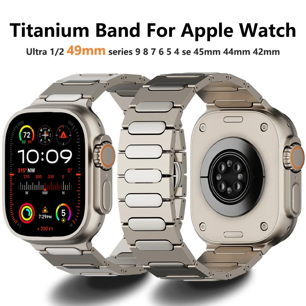 Titaniumarmbånd + sommerfuglspenne for Apple Watch Ultra 1/2