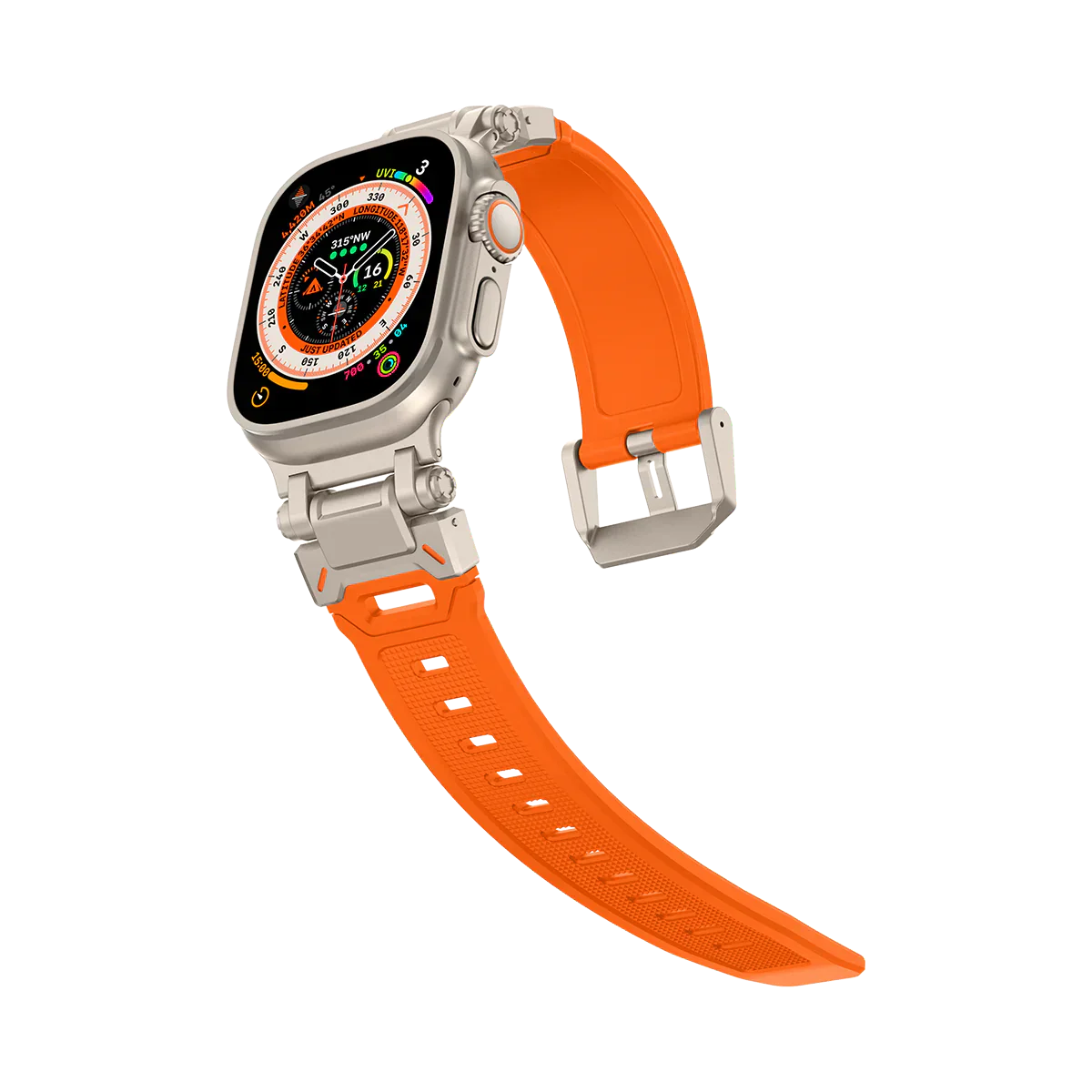 New Titanium Metal Head Silicone Band For Apple Watch