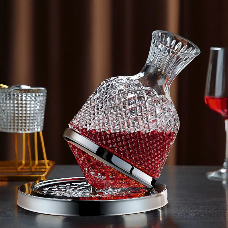 Decantor de vin din cristal rotativ la 360°