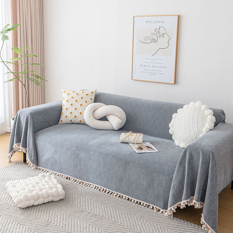 Overdimensjonert fiskebein, vaskbar sofa/sofatrekk med Pom-Poms 90" bred