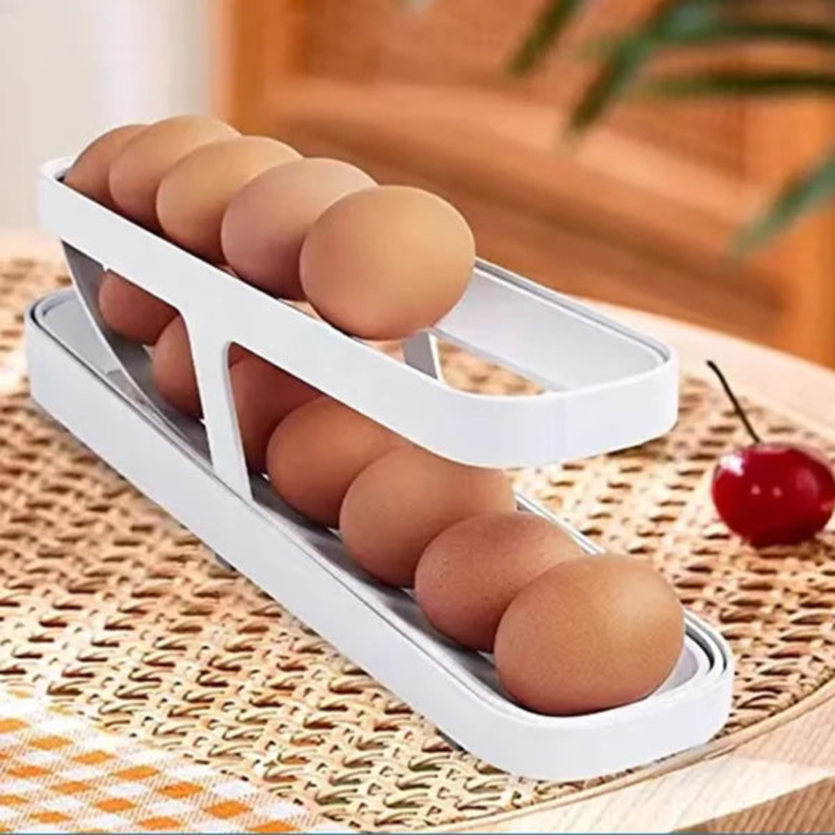 Compact egg holder for an organized refrigerator