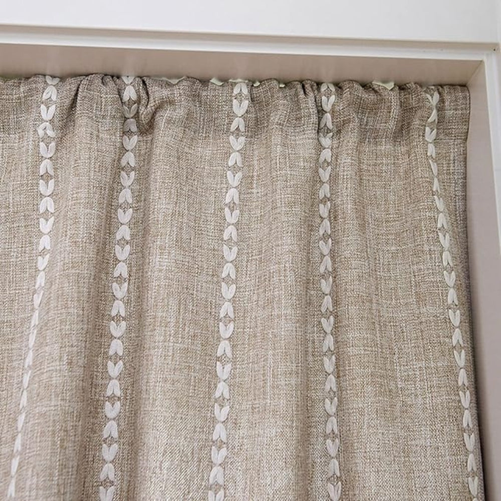 Boho Cotton Linen Kitchen Curtains