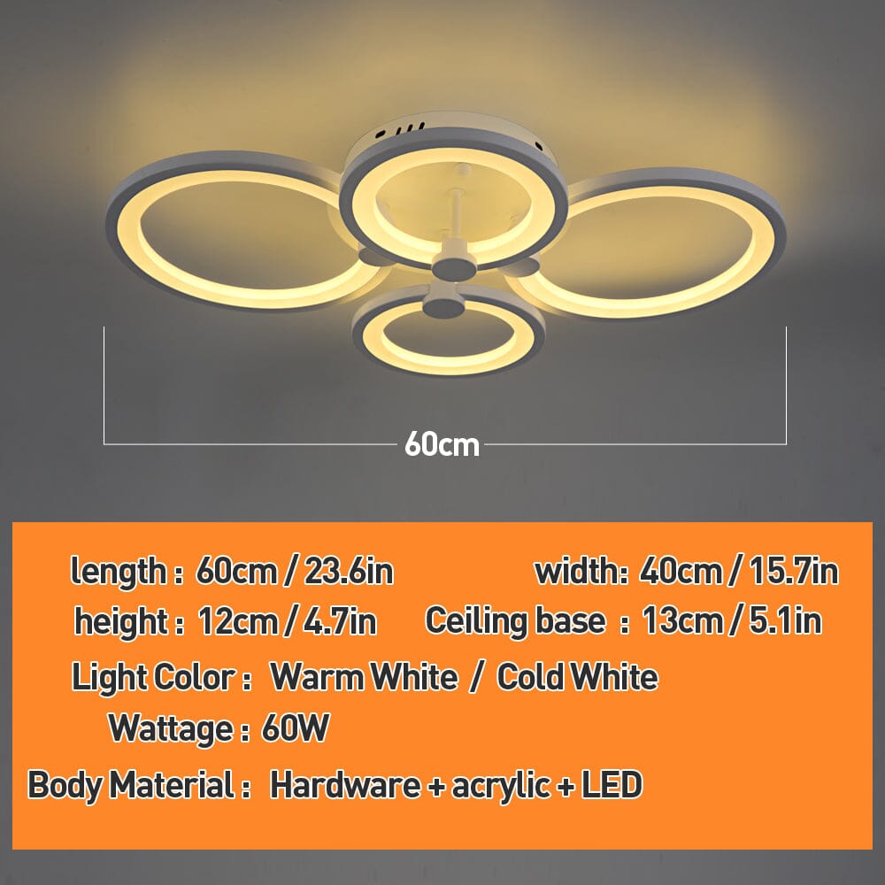 Moderne ring akryl taklampe med fjernkontroll