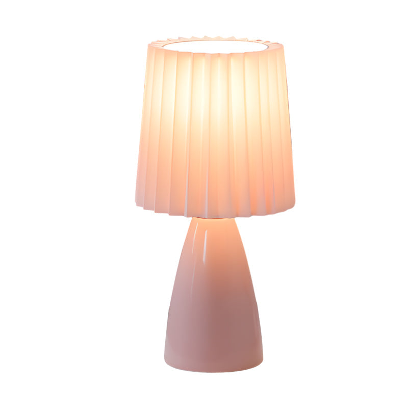 Tessuti Plissettati 12'' - Lampada da Tavolo con Base in Vetro e USB, Dimmerabile con 1 Punto Luce