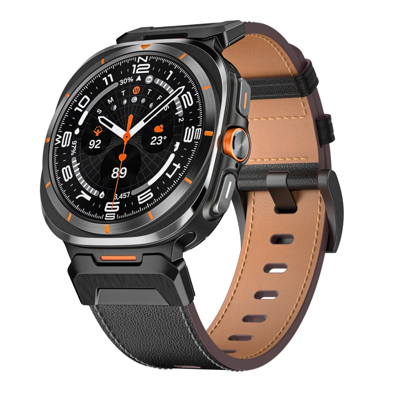 Tactical Leather Band For Samsung Watch 7 Ultra