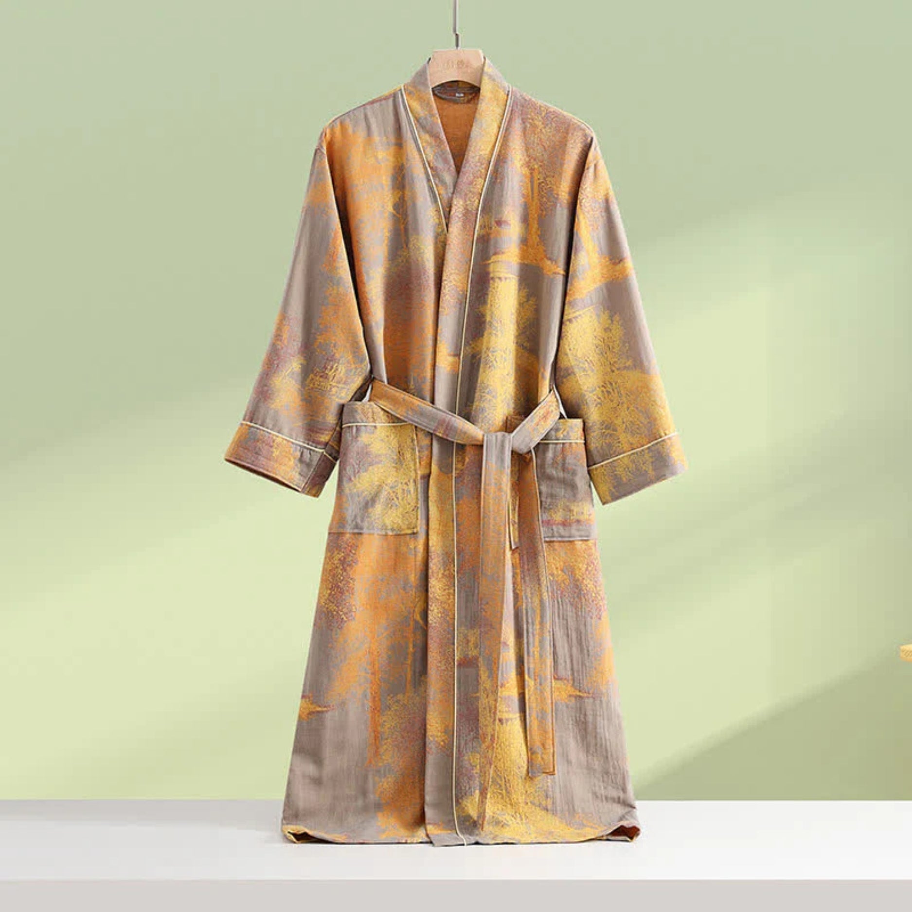 Peignoir de bain en coton style kimono doux