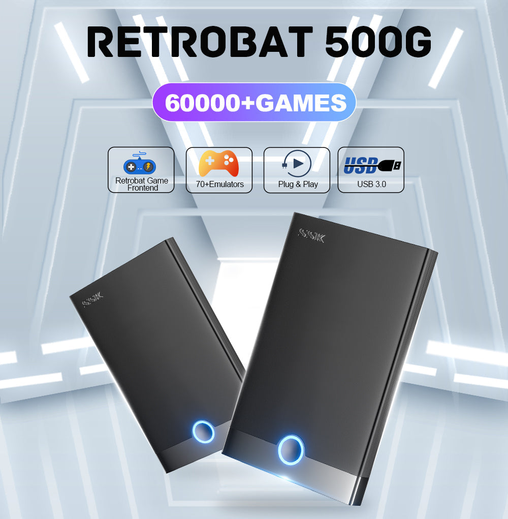 RETROBAT +78 SYSTÈMES 500 Go DISQUE DUR DE JEUX