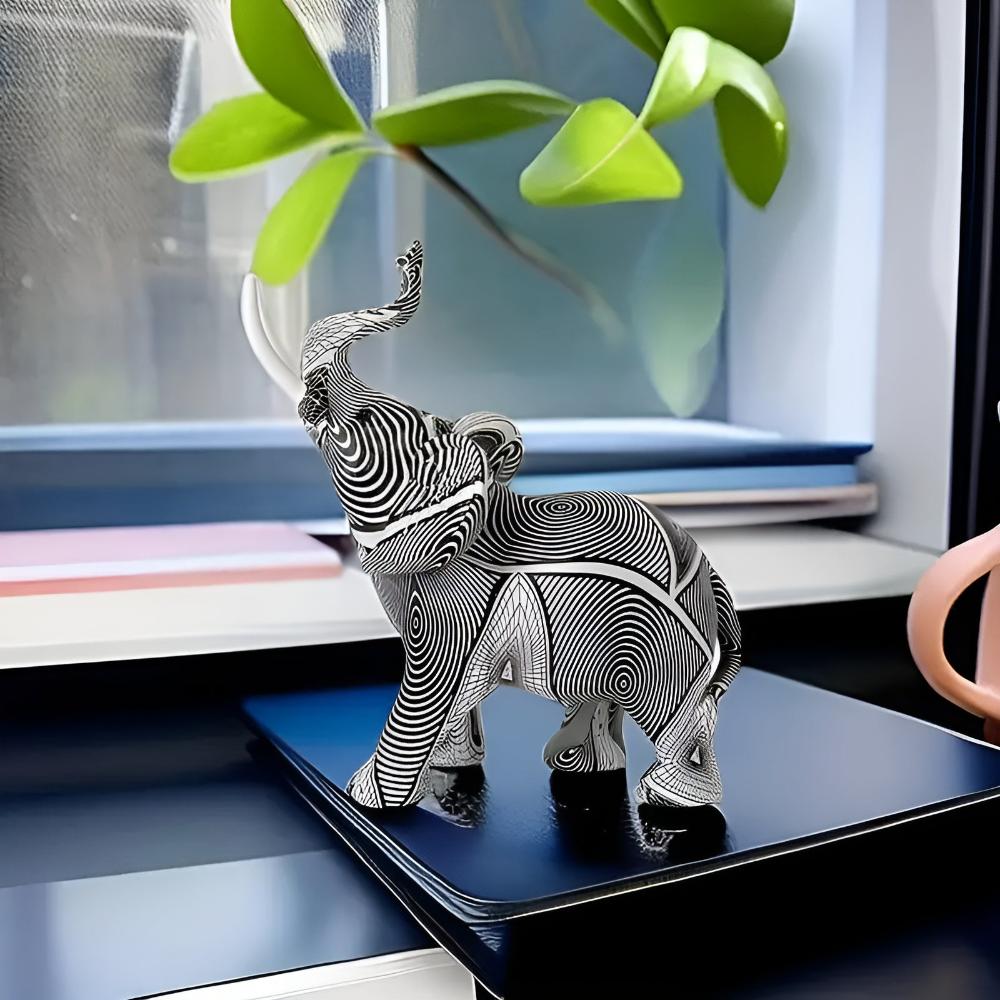 Svart & Vit Spiral Elefant Figur