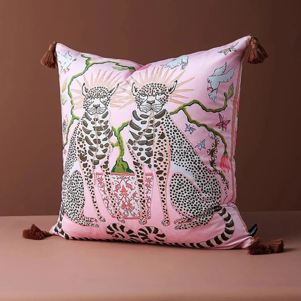 Housse de coussin luxe inspirée du safari rose