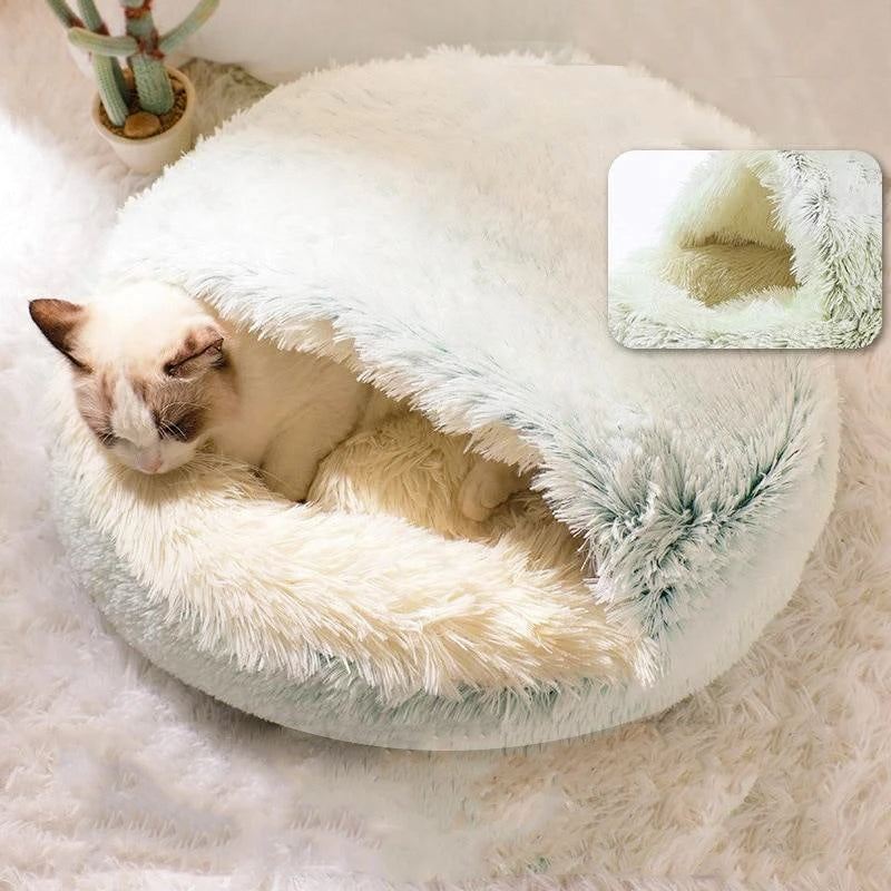 Round Plush Calming Cat Cave