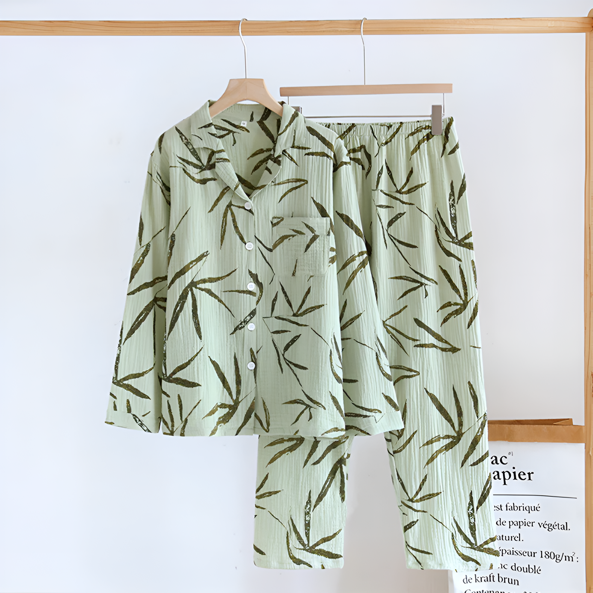 Ensemble de Loungewear à Motif de Feuilles Fraîches