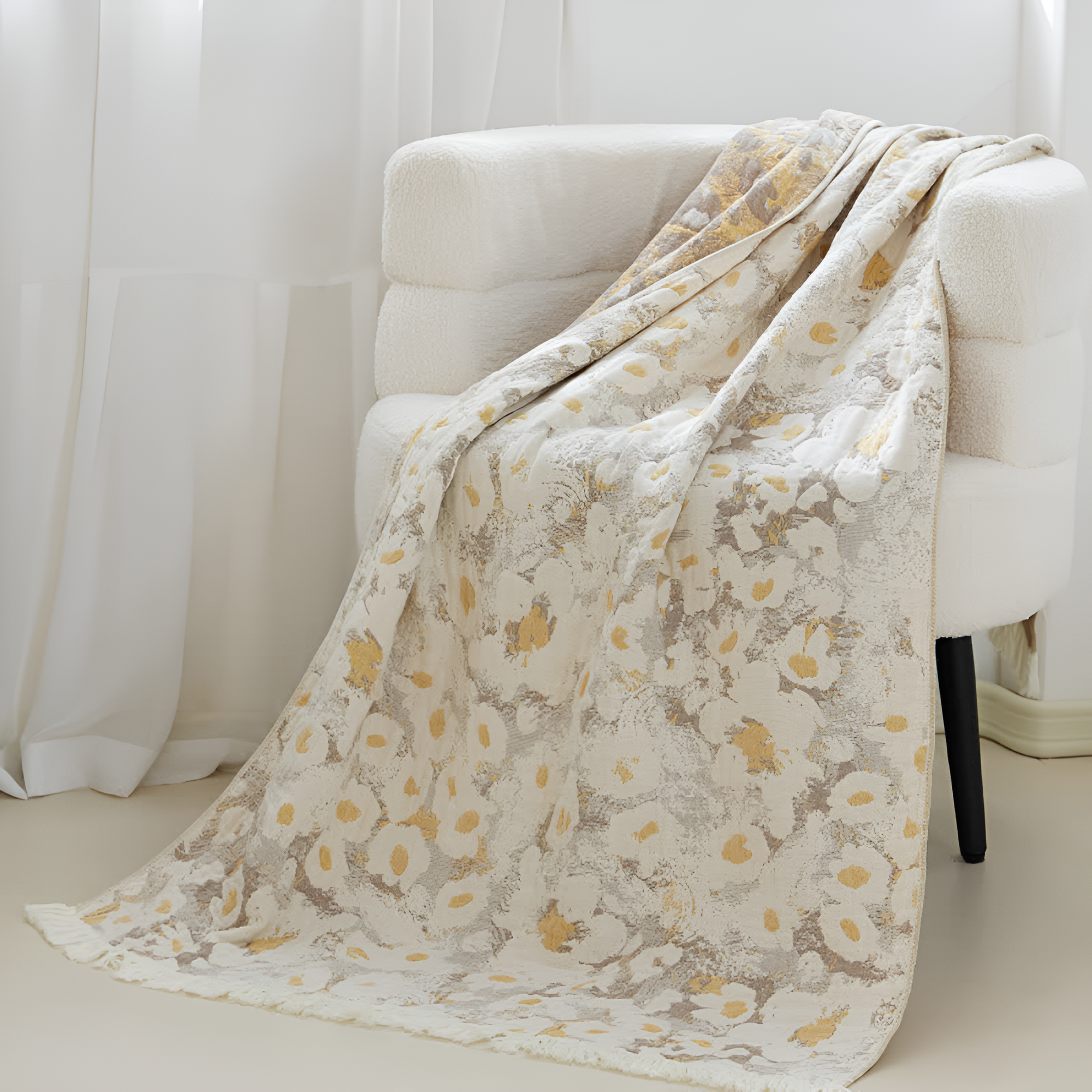 Serviette de bain à motif de fleurs délicates