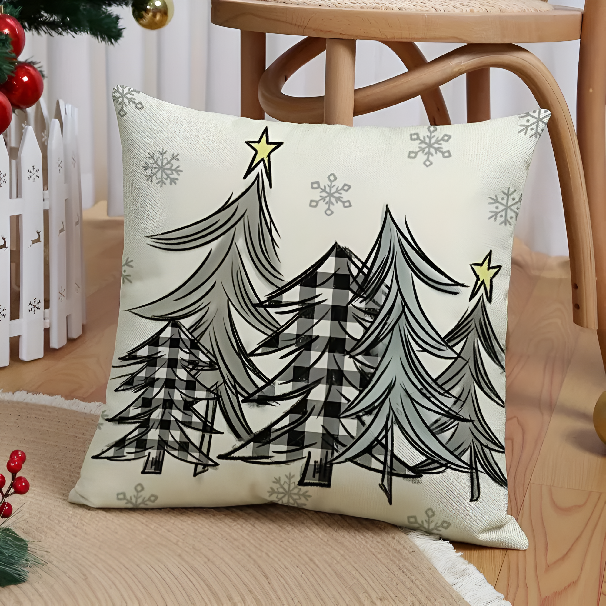 Housse de coussin Gnome de Noël | Ensemble de 4 pièces