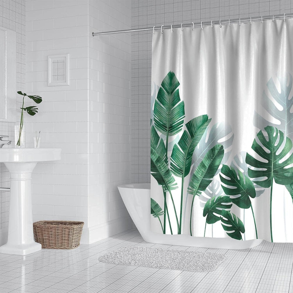 Rideau de douche feuilles de Monstera tropicales