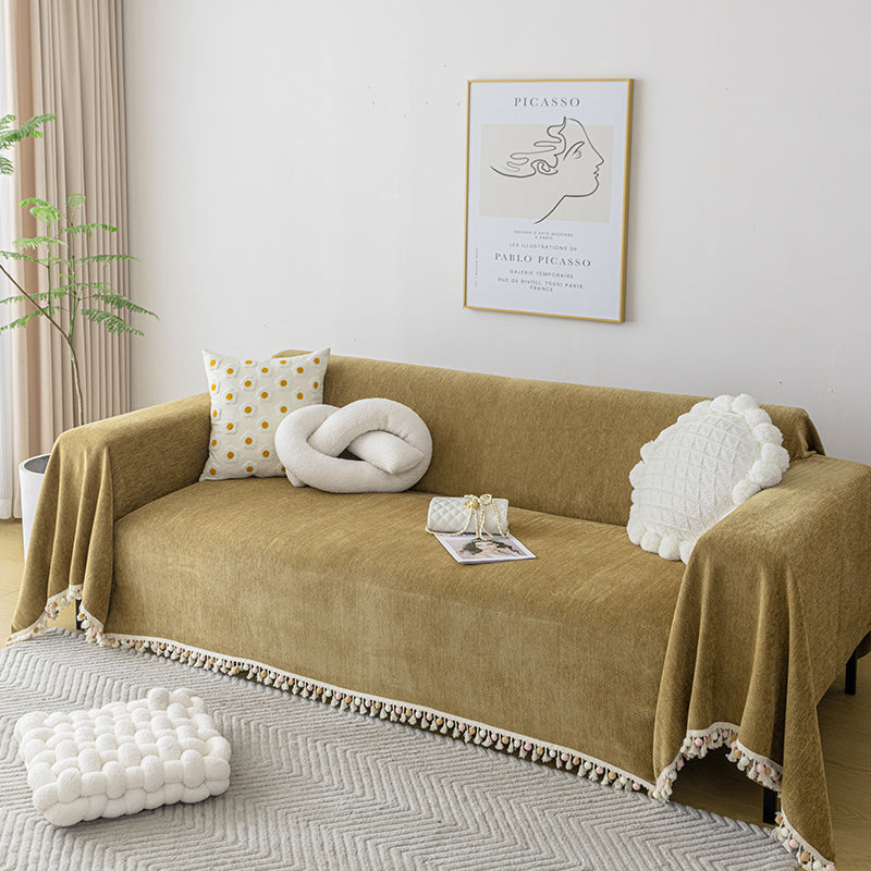 Overdimensjonert fiskebein, vaskbar sofa/sofatrekk med Pom-Poms 90" bred