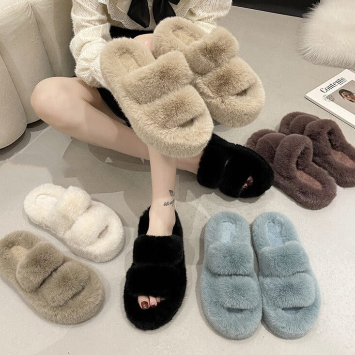 Ella Faux Fur Naisten Slides Sandaalit