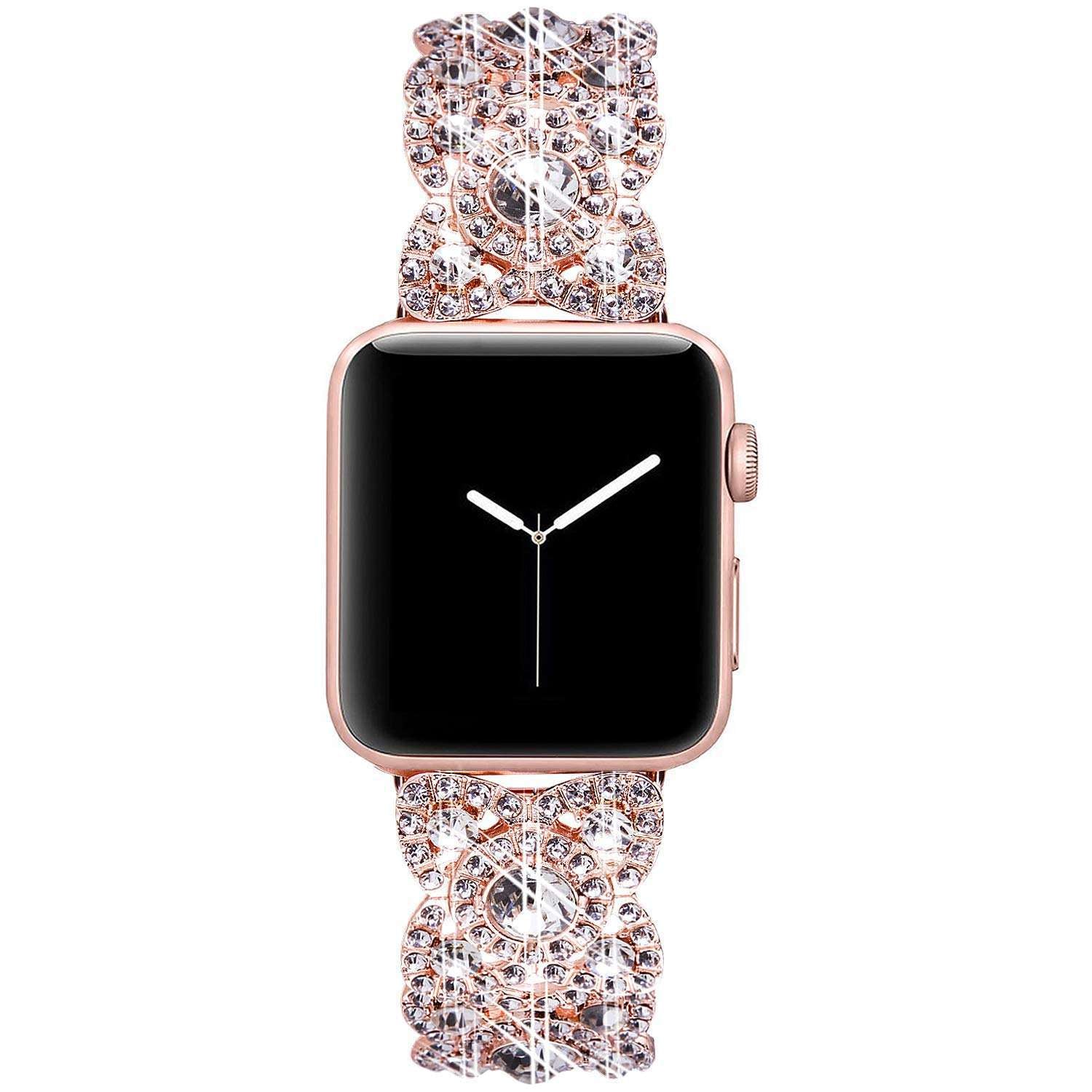 Cinturino in Metallo a Fiori con Diamante per Apple Watch