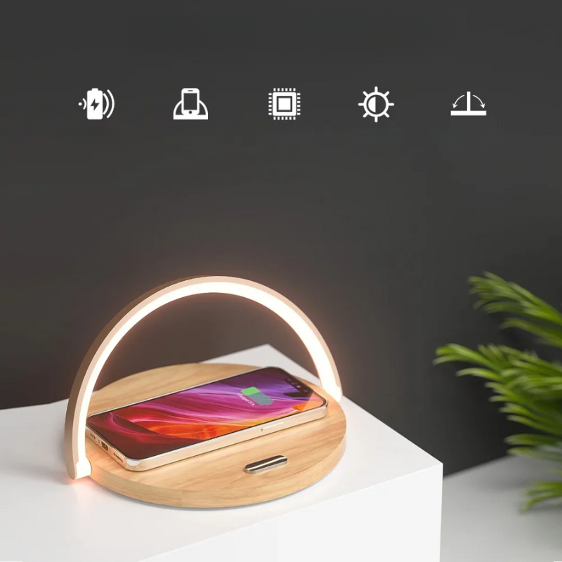 Praktisch - Draadloze oplader 15W met verstelbare touchlamp voor iPhone en AirPods