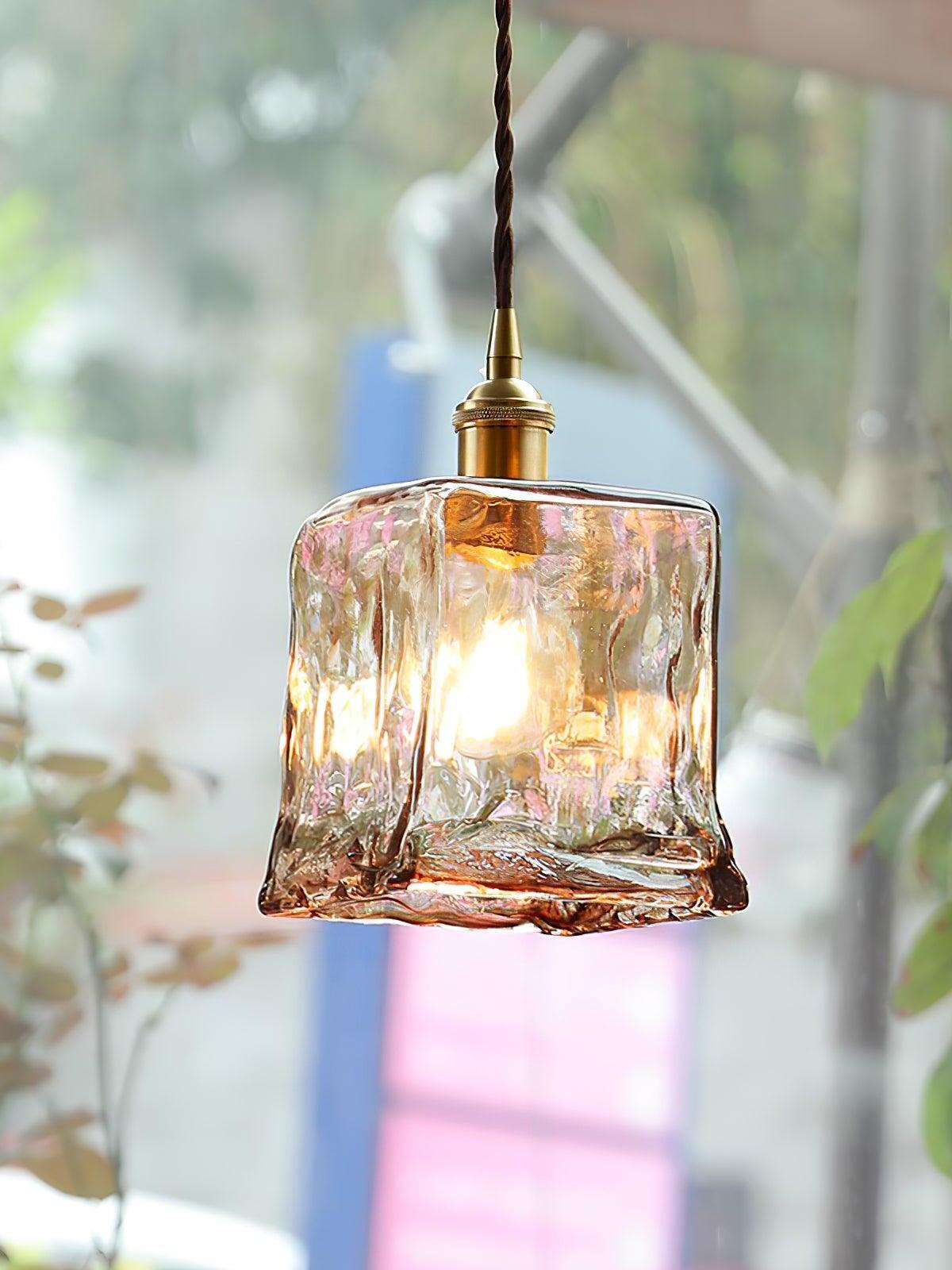 Brass Amber Glass Pendant Light lamp