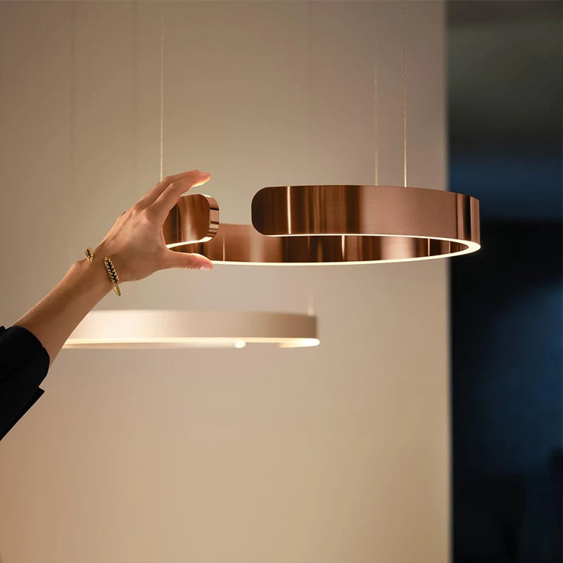 ModerneLuxe | Lustre LED circulaire contemporain – pour chambre, salle à manger et salon