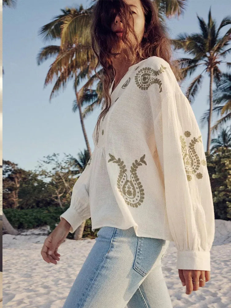 Katoenen Boho-blouse