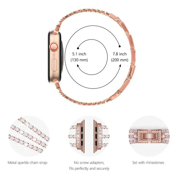 Bling-diamanttiketju rannekoru Apple Watchille