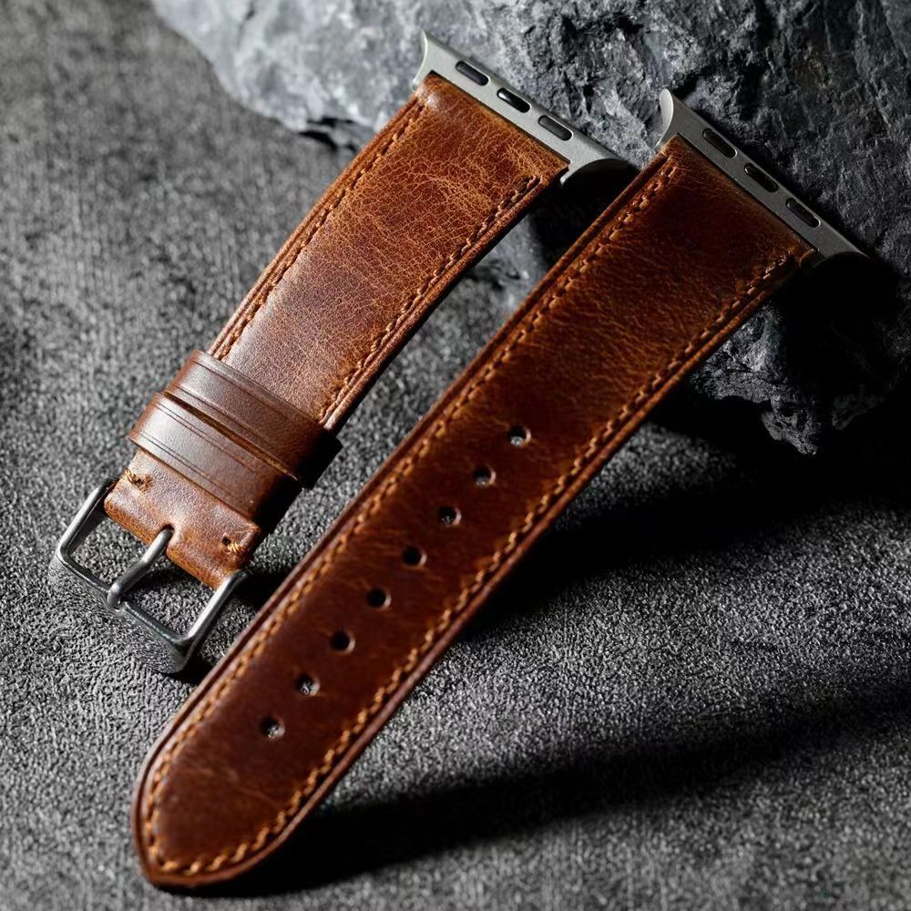 Walnut Brown Leather Band For Apple Watch