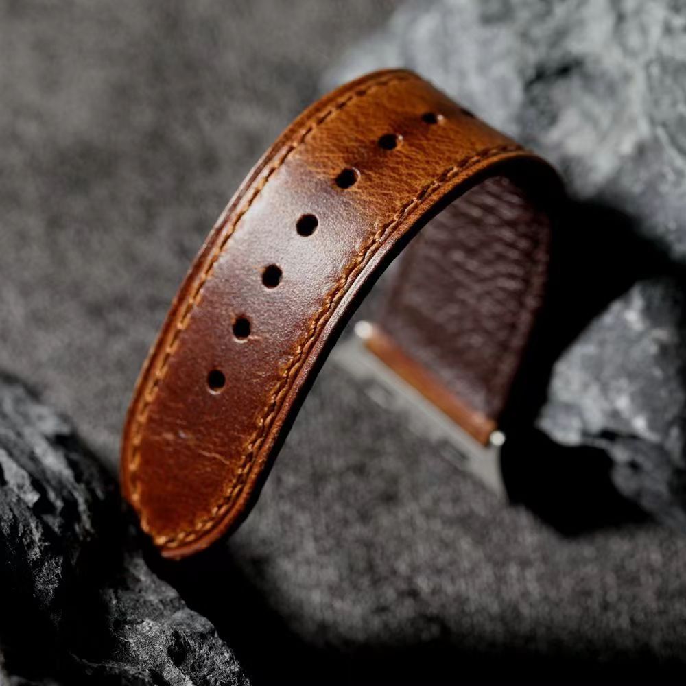 Walnut Brown Leather Band For Apple Watch