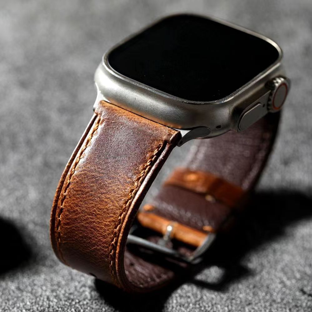 Valnøttbrun lærrem for Apple Watch