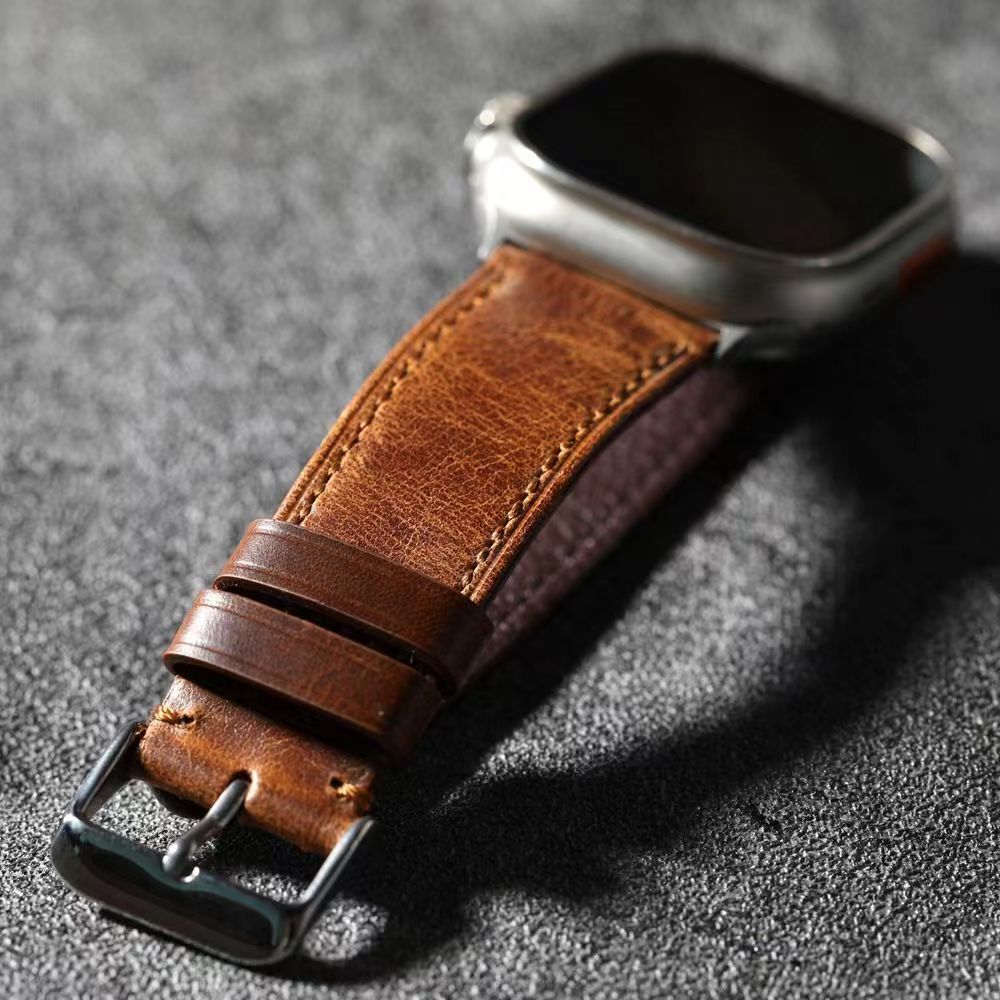 Walnut Brown Leather Band For Apple Watch