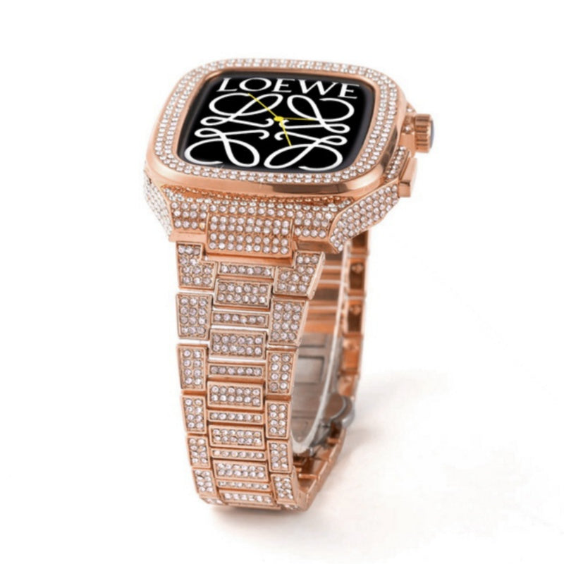 Luksus Metall Krystall Diamant Etui Rem For Apple Watch-44/45mm