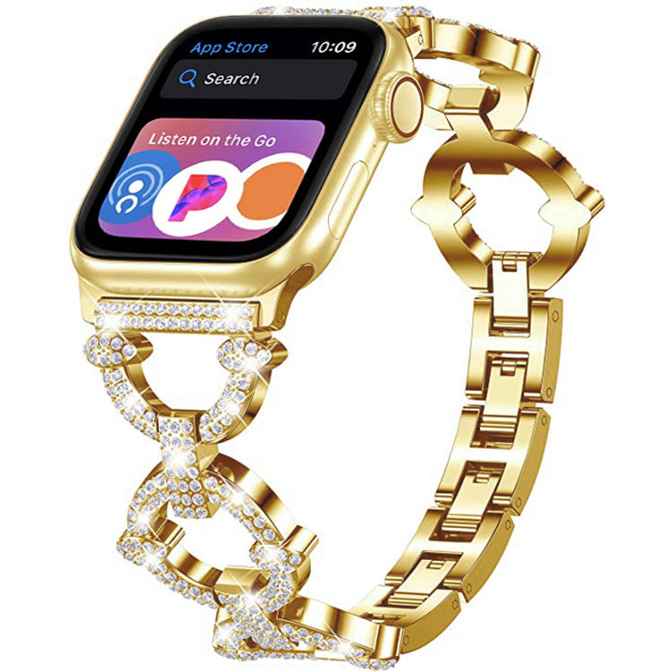 Bling Diamanten Schakelarmband Voor Apple Watch