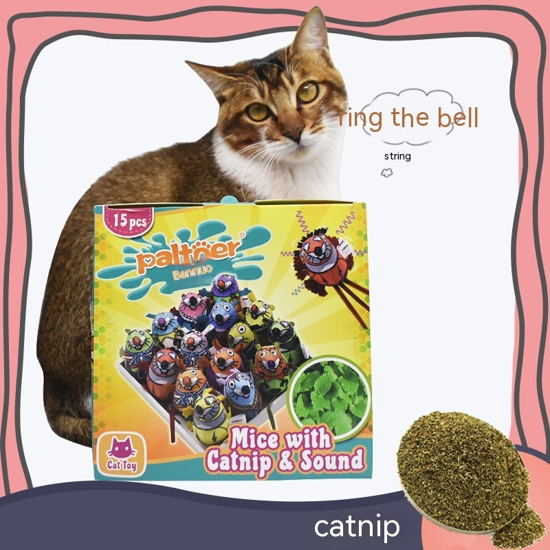 Catnip Craze Set: Bunte Plüschmäuse mit Glöckchen (15er-Pack)