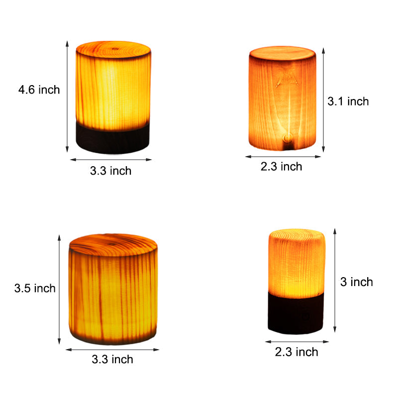 GloedHout - Bordlampe med innebygd batteri og berøringskontroll-LED for soverom og kontor