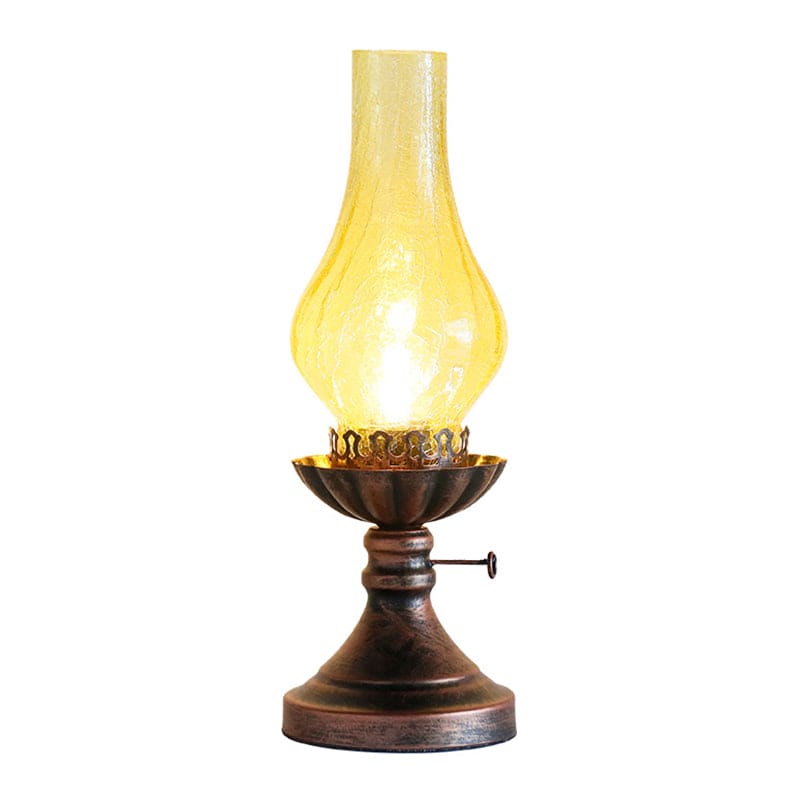 GlowThijs - Retro Kerosene Craykle Glass Shade Bordlampe