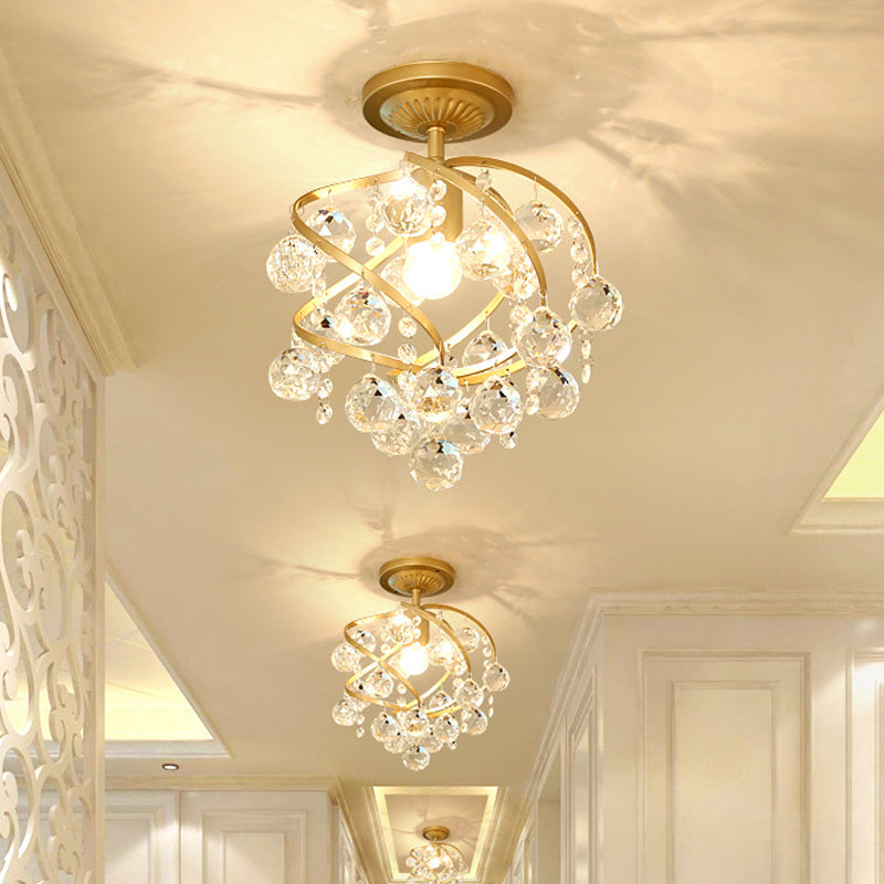 LuxeSpire – Ceiling Lamp with Crystal Ball and Brass