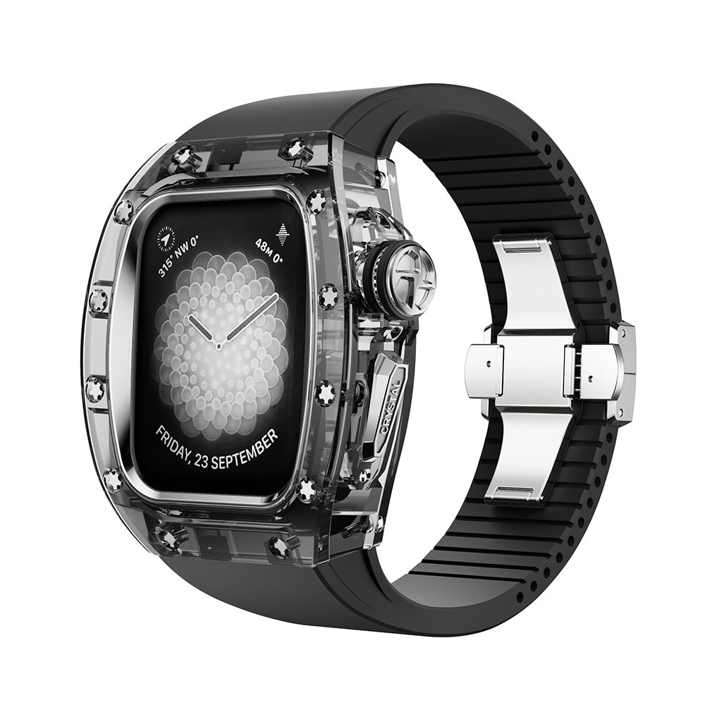 RM Crystaluxe Sorozat - Fluororubber Szíj Kristálytok Utólagos Készlet Apple Watch-hoz