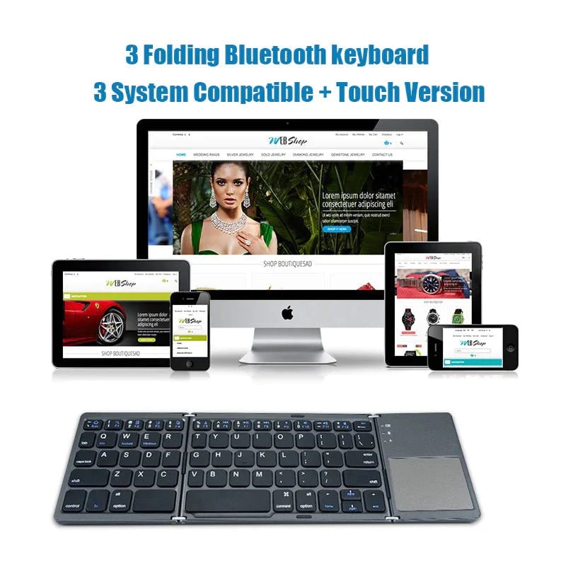 Tastatură Bluetooth pliabilă cu touchpad