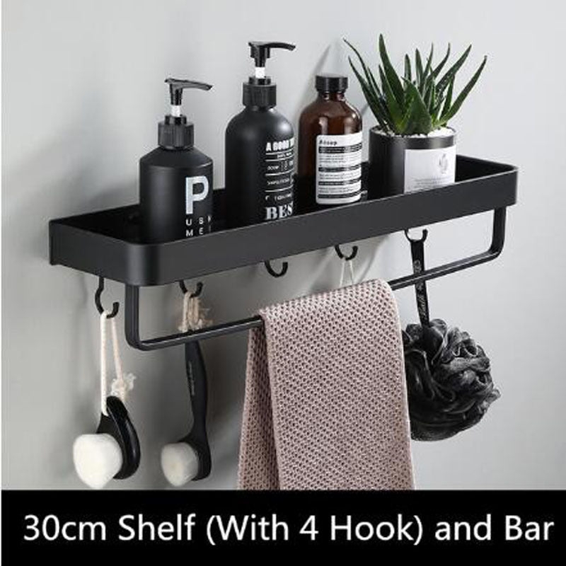 Black Bathroom Rack from Space Aluminum for Wall Mounting