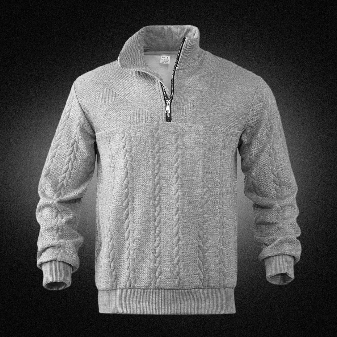 Victor Grey Signature Twist-Knit Pullover