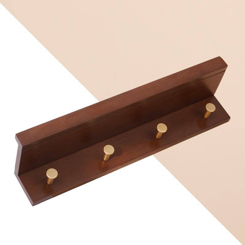 Huxley Wall Storage Shelf with Gold Hooks