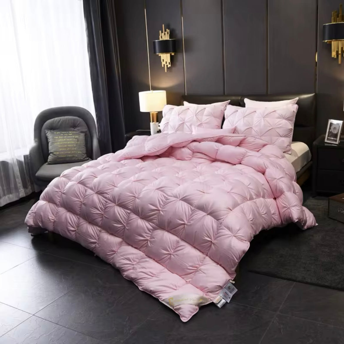 Couette en duvet d'oie rose Splendore