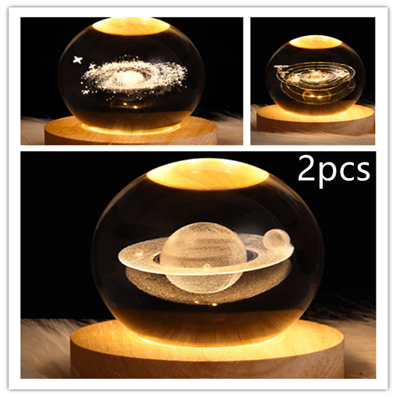 3D Galaxy Crystal Ball LED Night Lamp