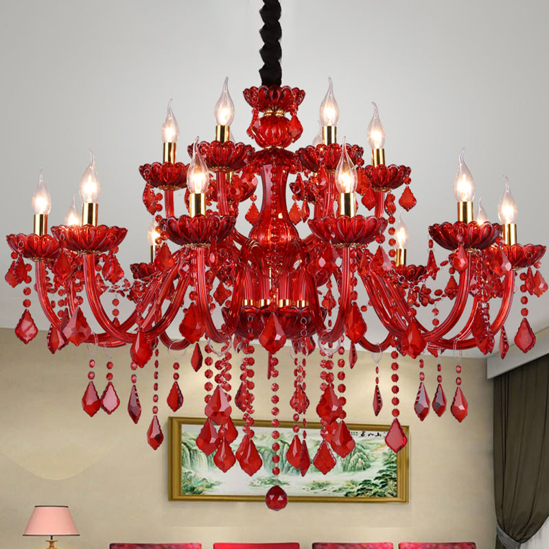 Candelabro Vermelho Moderno com Cristais