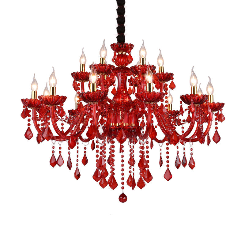 Candelabro Vermelho Moderno com Cristais