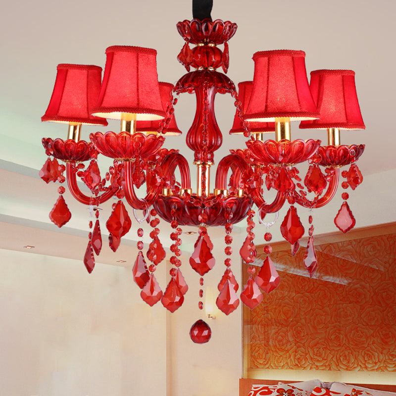 Candelabro Vermelho Moderno com Cristais