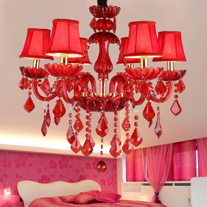 Candelabro Vermelho Moderno com Cristais